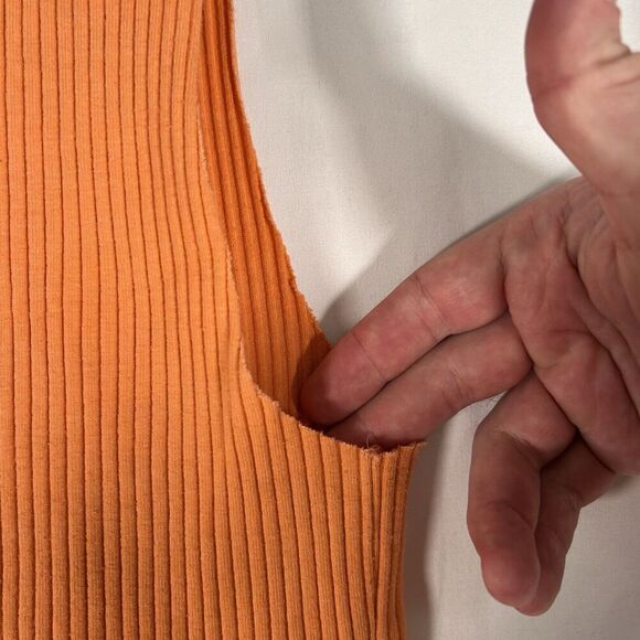 Aerie Tank Top Women's Medium Orange Ribbed Sleeveless Crew Neck Cropped - Picture 4 of 7